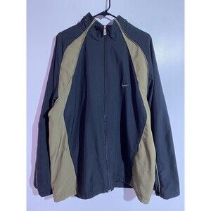 Vintage Nike Jacket Mens XL Black Brown Windbreaker Track Full Zip 90s Y2K Retro